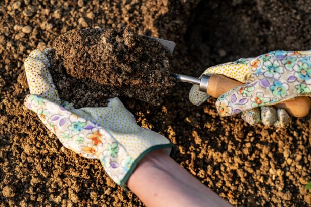 Gardener planting